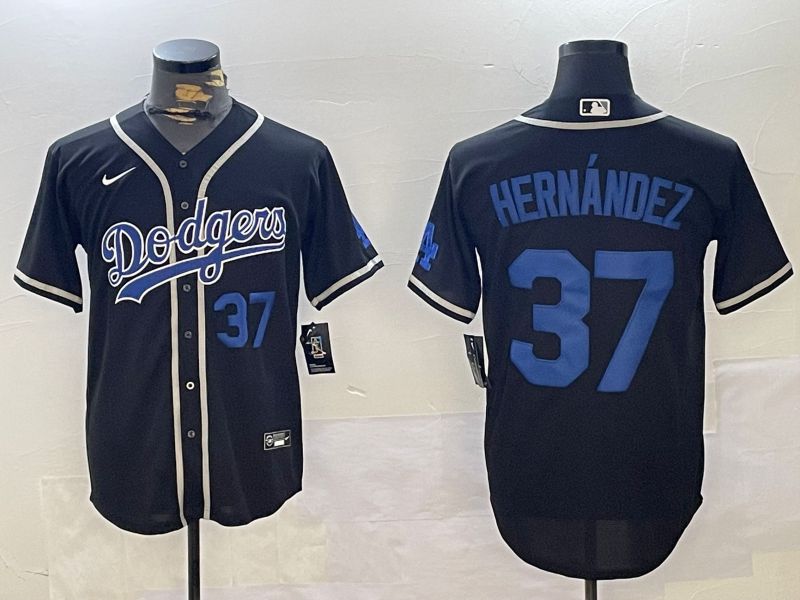 Men Los Angeles Dodgers #37 Hernandez Black Game 2024 Nike MLB Jersey style 11211